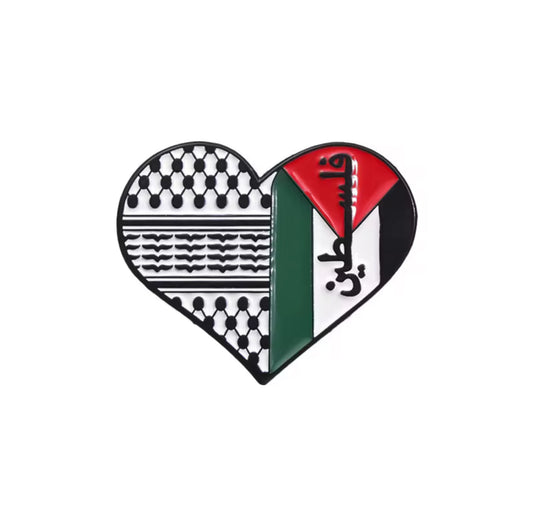 Kuffiyeh and Flag Heart Pin